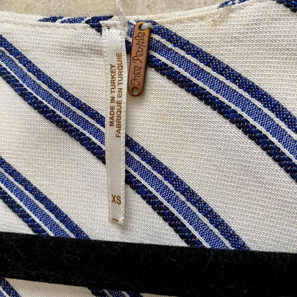 Free People Tuxedo Stripe Wrap Blue And white Top Size XS - Picture 8 of 9